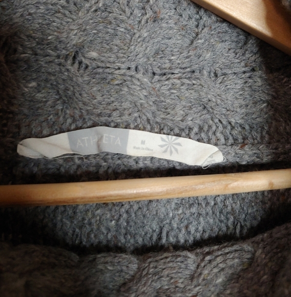 Athleta Chunky Cable Knit Wool‎ Cashmere Long Sleeve Cowl Neck Sweater Medium M - Picture 8 of 9